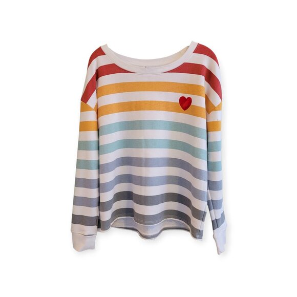 Doe Raw Edge Rainbow Heart Sweatshirt XL - Picture 1 of 7